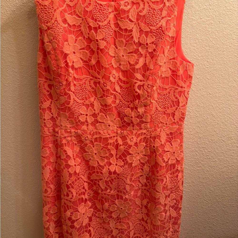 Badgley Mischka Coral Lace Midi Dress